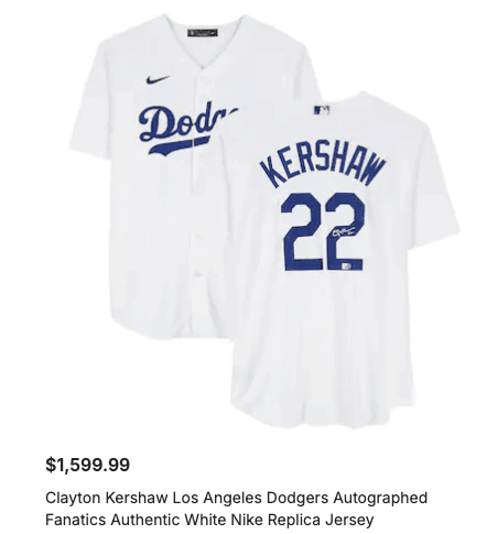 Clayton Kershaw Los Angeles Dodgers autographed white Nike replica jersey