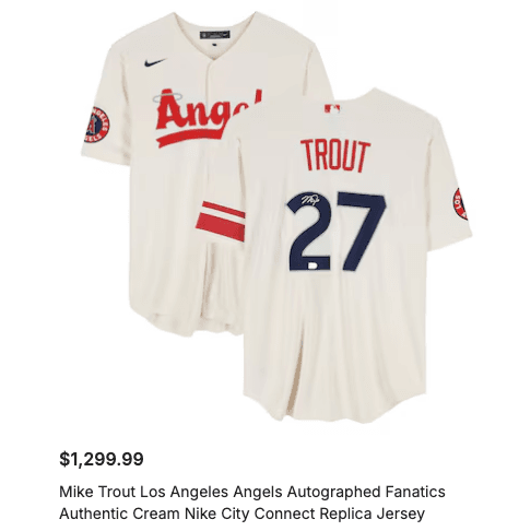 Mike Trout Los Angeles Angels autographed cream Nike City Connect replica jersey